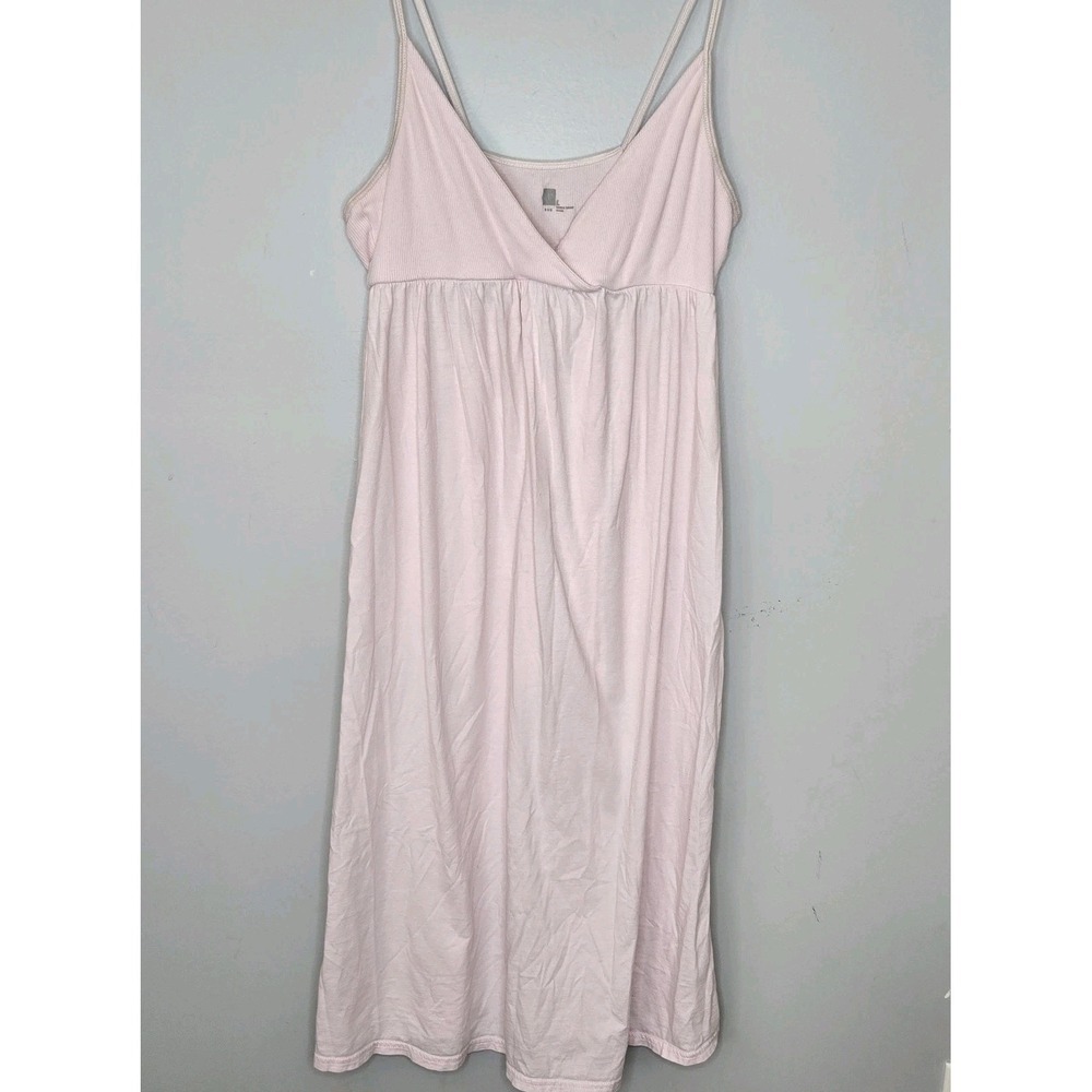 Gap Pink Cotton Nightgown L Large Sleeveless V-Neck Empire Waist Chemise Midi‎